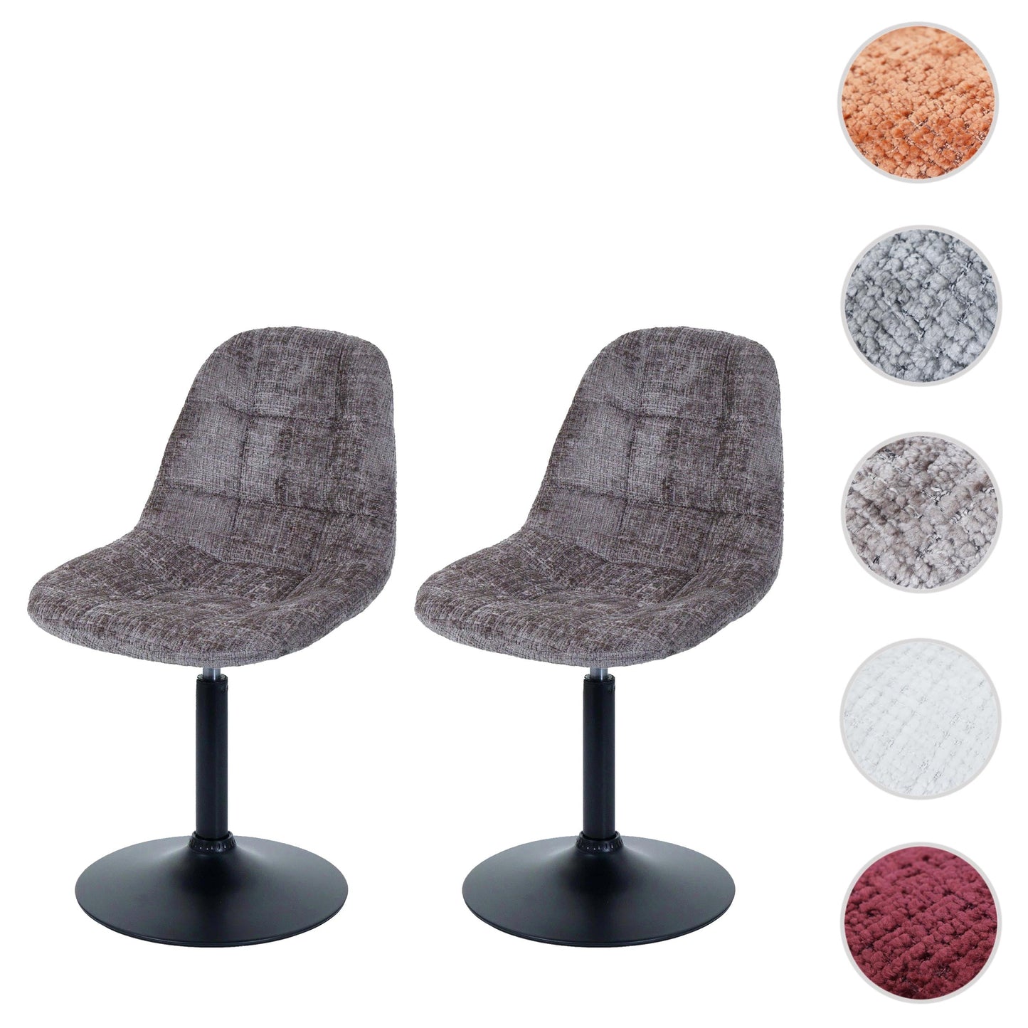 Cosmo Casa - Set van 2 Eetkamerstoelen - Keukenstoelen - Draaistoelen - Staal - Stoftextiel Chenille - 465gm - FSC - Bruin