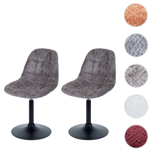 Cosmo Casa - Set van 2 Eetkamerstoelen - Keukenstoelen - Draaistoelen - Staal - Stoftextiel Chenille - 465gm - FSC - Bruin
