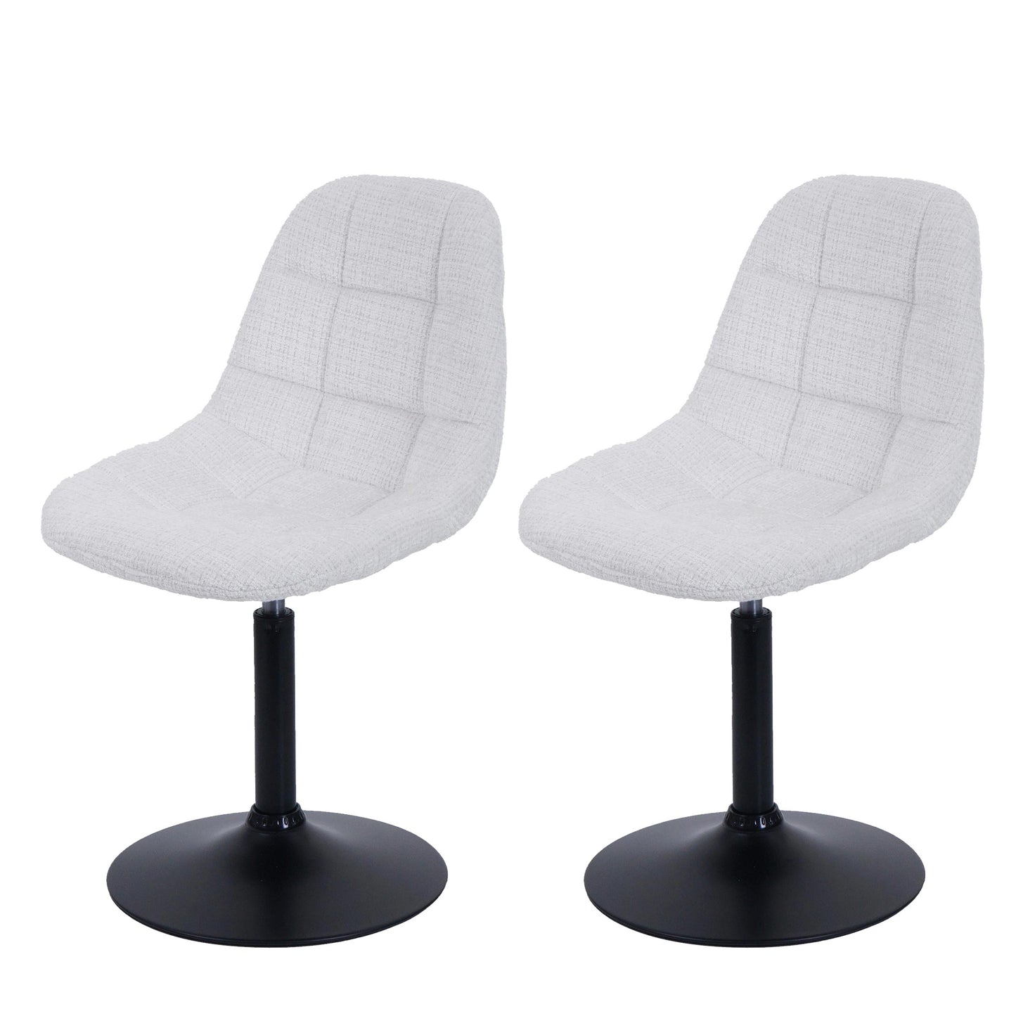 Cosmo Casa - Set van 2 Eetkamerstoelen - Keukenstoelen - Draaistoelen - Staal - Stoftextiel Chenille - 465gm - FSC - Crème