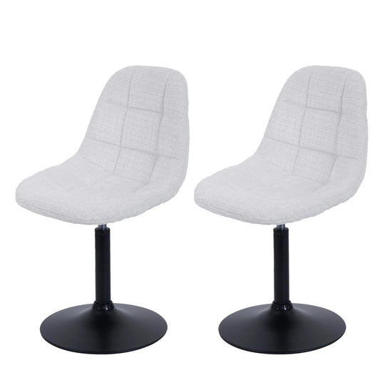 Cosmo Casa - Set van 2 Eetkamerstoelen - Keukenstoelen - Draaistoelen - Staal - Stoftextiel Chenille - 465gm - FSC - Crème