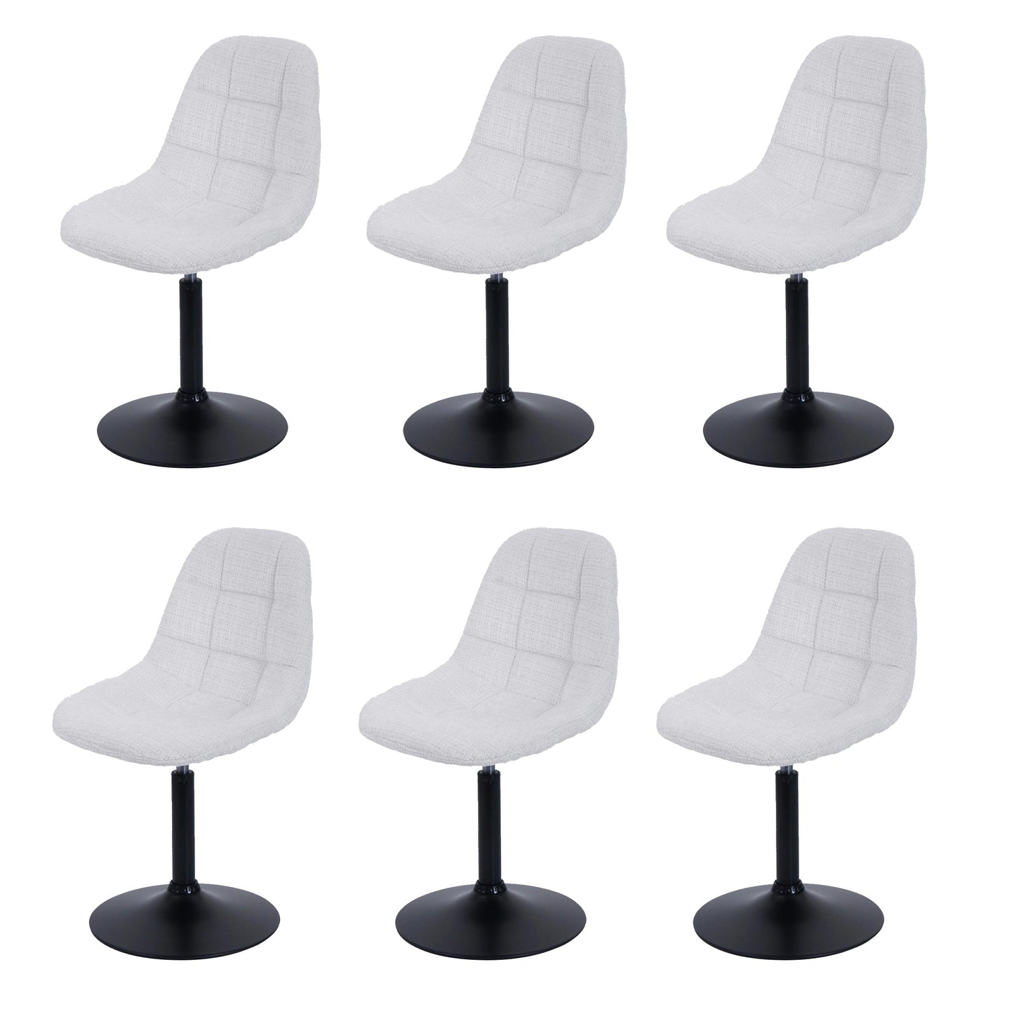 Cosmo Casa - Set van 6 Eetkamerstoelen - Keukenstoelen - Draaistoelen - Staal - Stoftextiel Chenille - 465gm - FSC - Crème