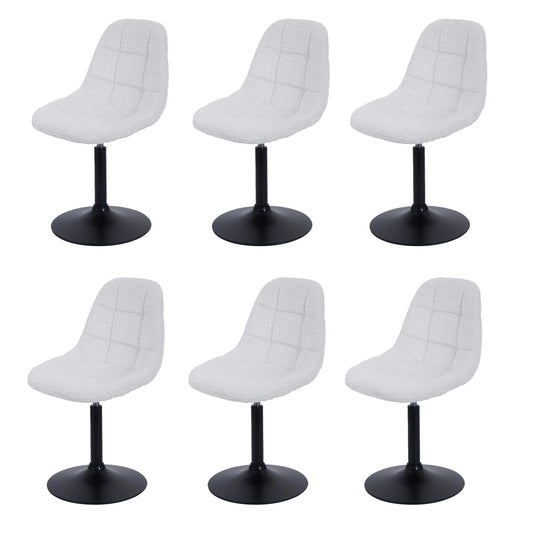 Cosmo Casa - Set van 6 Eetkamerstoelen - Keukenstoelen - Draaistoelen - Staal - Stoftextiel Chenille - 465gm - FSC - Crème