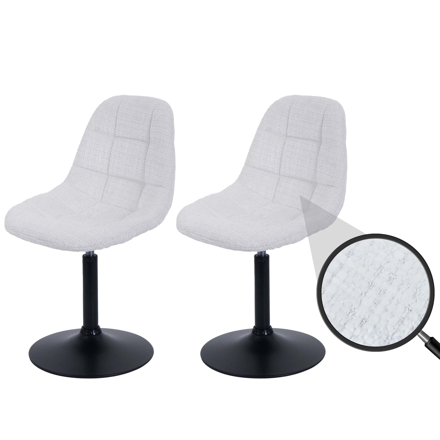 Cosmo Casa - Set van 2 Eetkamerstoelen - Keukenstoelen - Draaistoelen - Staal - Stoftextiel Chenille - 465gm - FSC - Crème