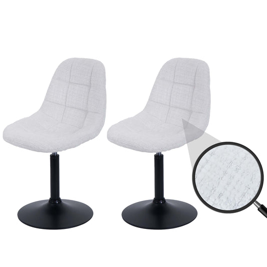 Cosmo Casa - Set van 2 Eetkamerstoelen - Keukenstoelen - Draaistoelen - Staal - Stoftextiel Chenille - 465gm - FSC - Crème