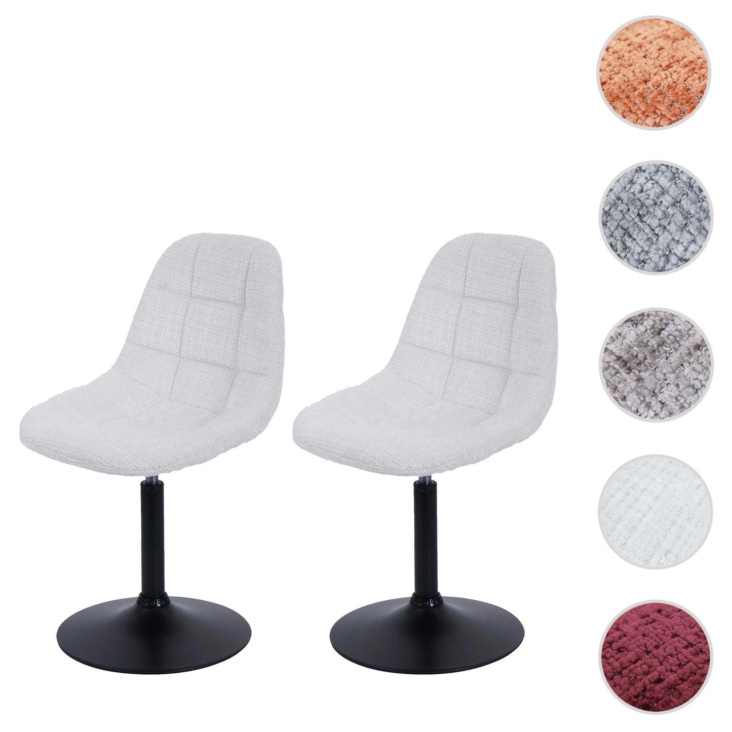 Cosmo Casa - Set van 2 Eetkamerstoelen - Keukenstoelen - Draaistoelen - Staal - Stoftextiel Chenille - 465gm - FSC - Crème