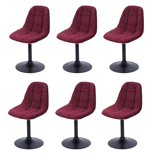 Cosmo Casa - Set van 6 Eetkamerstoelen - Keukenstoelen - Draaistoelen - Staal - Stoftextiel Chenille - 465gm - FSC - Bordeaux
