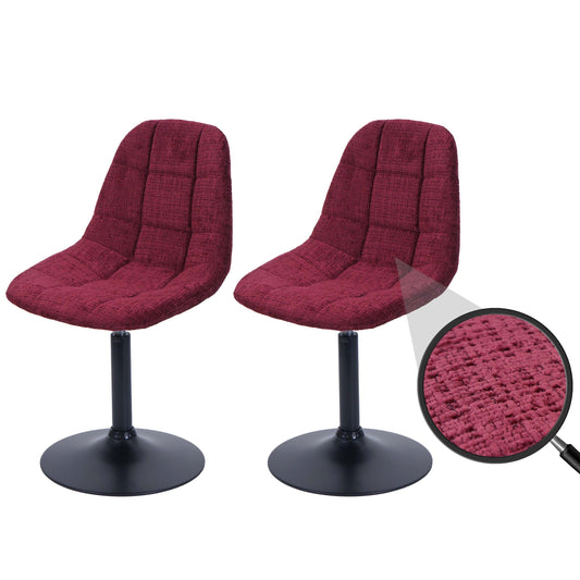 Cosmo Casa - Set van 2 Eetkamerstoelen - Keukenstoelen - Draaistoelen - Staal - Stoftextiel Chenille - 465gm - FSC - Bordeaux