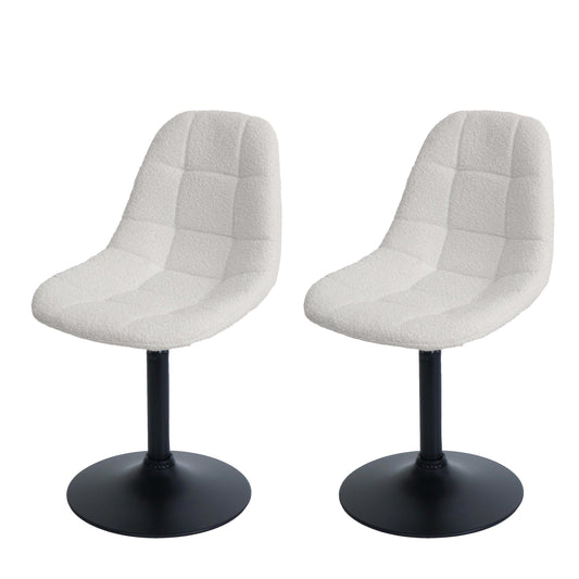 Cosmo Casa - Set van 2 Eetkamerstoelen - Keukenstoelen - Draaistoelen - Staal - Stoftextiel Bouclé - 450gm - FSC - Crème