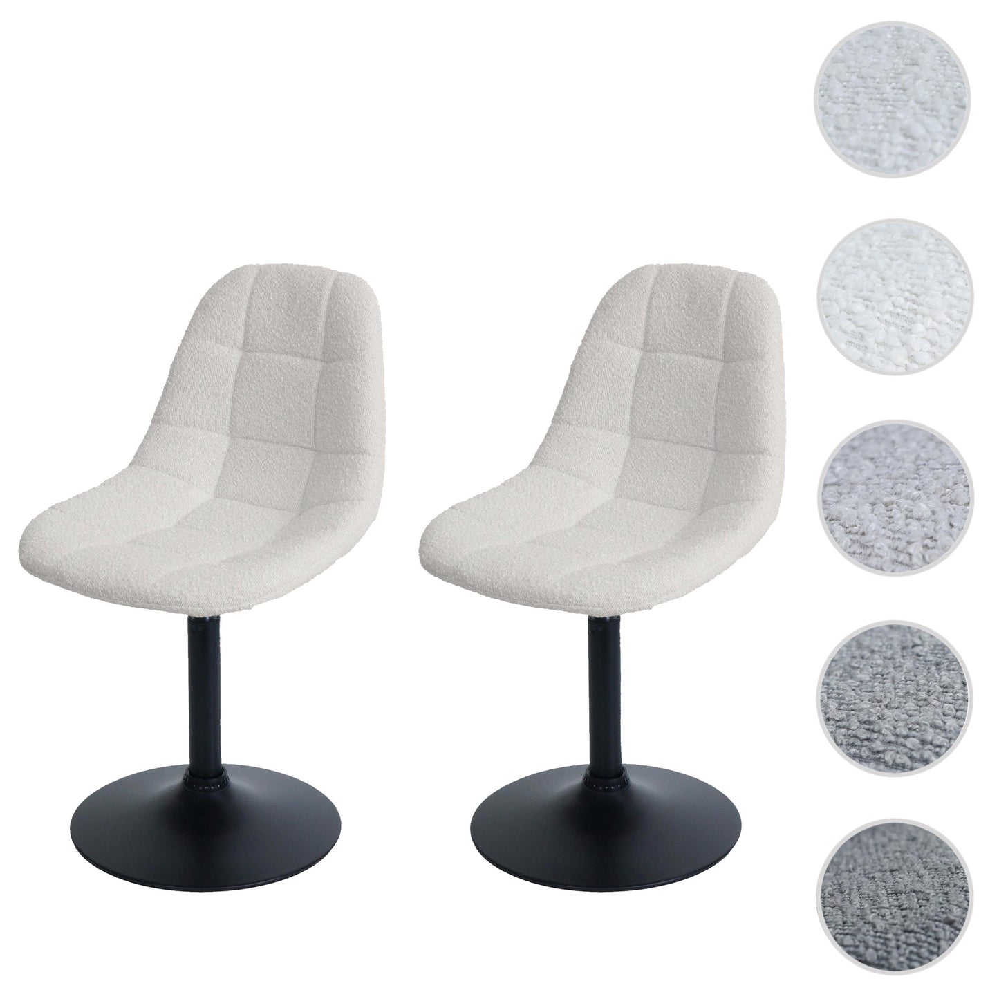 Cosmo Casa - Set van 2 Eetkamerstoelen - Keukenstoelen - Draaistoelen - Staal - Stoftextiel Bouclé - 450gm - FSC - Crème
