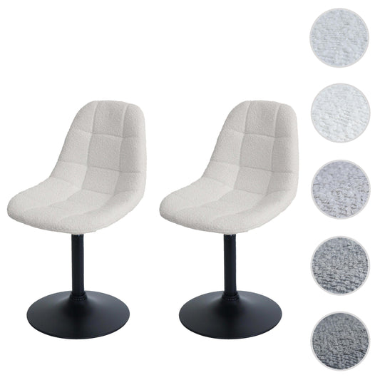 Cosmo Casa - Set van 2 Eetkamerstoelen - Keukenstoelen - Draaistoelen - Staal - Stoftextiel Bouclé - 450gm - FSC - Crème