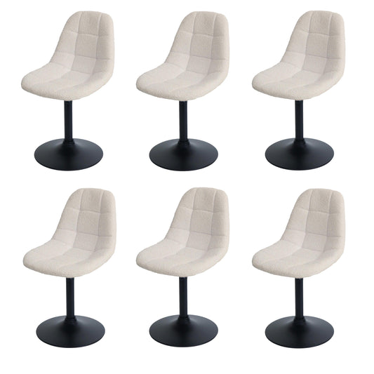 Cosmo Casa - Set van 6 Eetkamerstoelen - Keukenstoelen - Draaistoelen - Staal - Stoftextiel Bouclé - 450gm - FSC - Beige