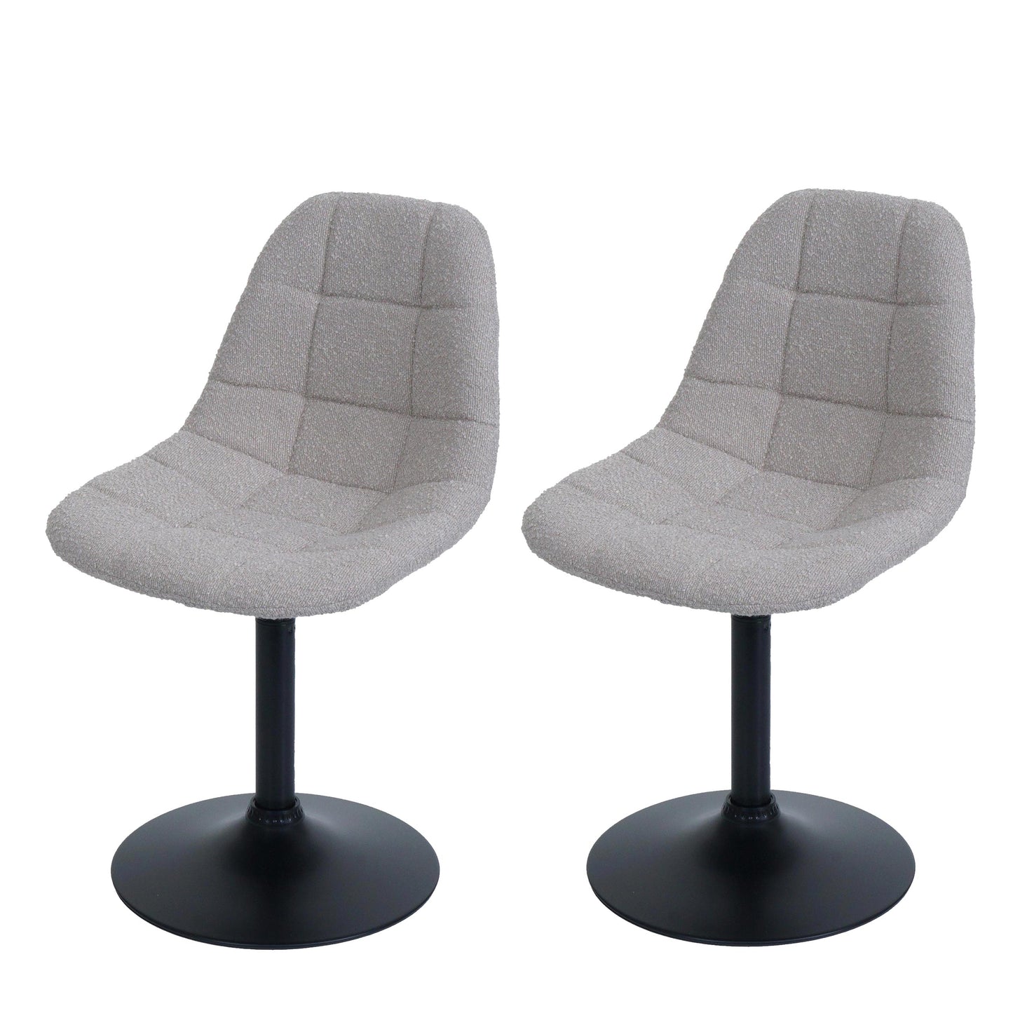 Cosmo Casa - Set van 2 Eetkamerstoelen - Keukenstoelen - Draaistoelen - Staal - Stoftextiel Bouclé - 450gm - FSC - Taupe
