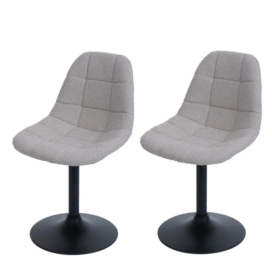 Cosmo Casa - Set van 2 Eetkamerstoelen - Keukenstoelen - Draaistoelen - Staal - Stoftextiel Bouclé - 450gm - FSC - Taupe