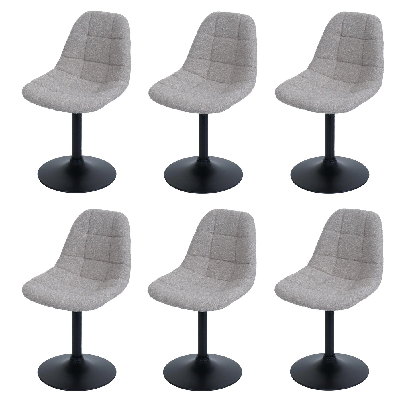 Cosmo Casa - Set van 6 Eetkamerstoelen - Keukenstoelen - Draaistoelen - Staal - Stoftextiel Bouclé - 450gm - FSC - Taupe