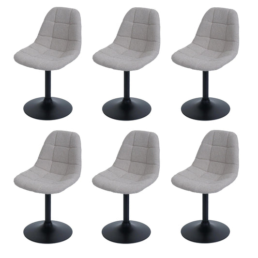 Cosmo Casa - Set van 6 Eetkamerstoelen - Keukenstoelen - Draaistoelen - Staal - Stoftextiel Bouclé - 450gm - FSC - Taupe