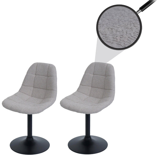 Cosmo Casa - Set van 2 Eetkamerstoelen - Keukenstoelen - Draaistoelen - Staal - Stoftextiel Bouclé - 450gm - FSC - Taupe