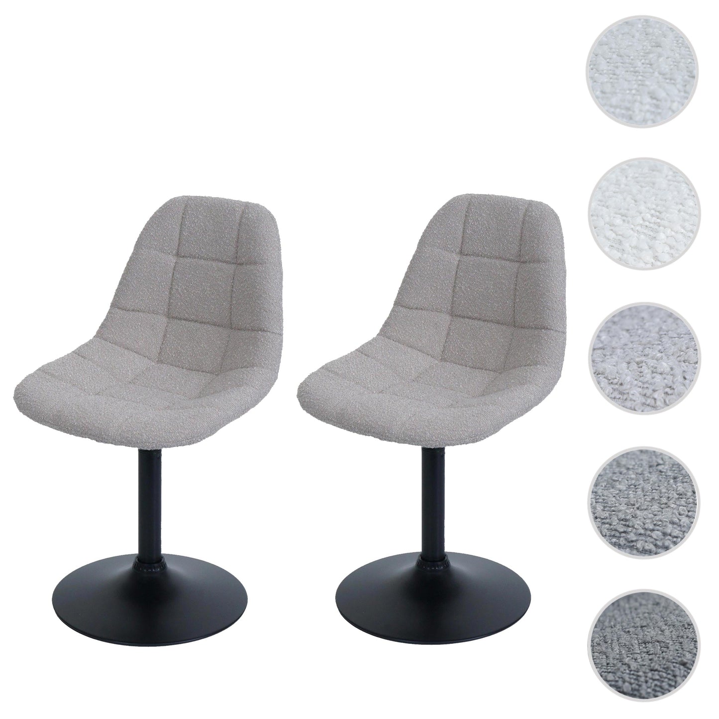 Cosmo Casa - Set van 2 Eetkamerstoelen - Keukenstoelen - Draaistoelen - Staal - Stoftextiel Bouclé - 450gm - FSC - Taupe