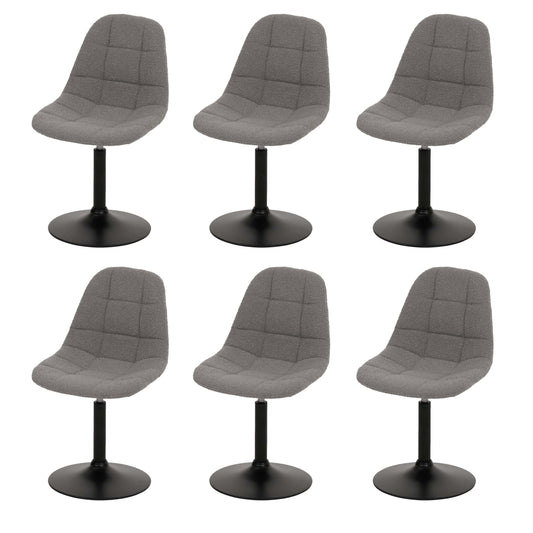 Cosmo Casa - Set van 6 Eetkamerstoelen - Keukenstoelen - Draaistoelen - Staal - Stoftextiel Bouclé - 450gm - FSC - Grijs