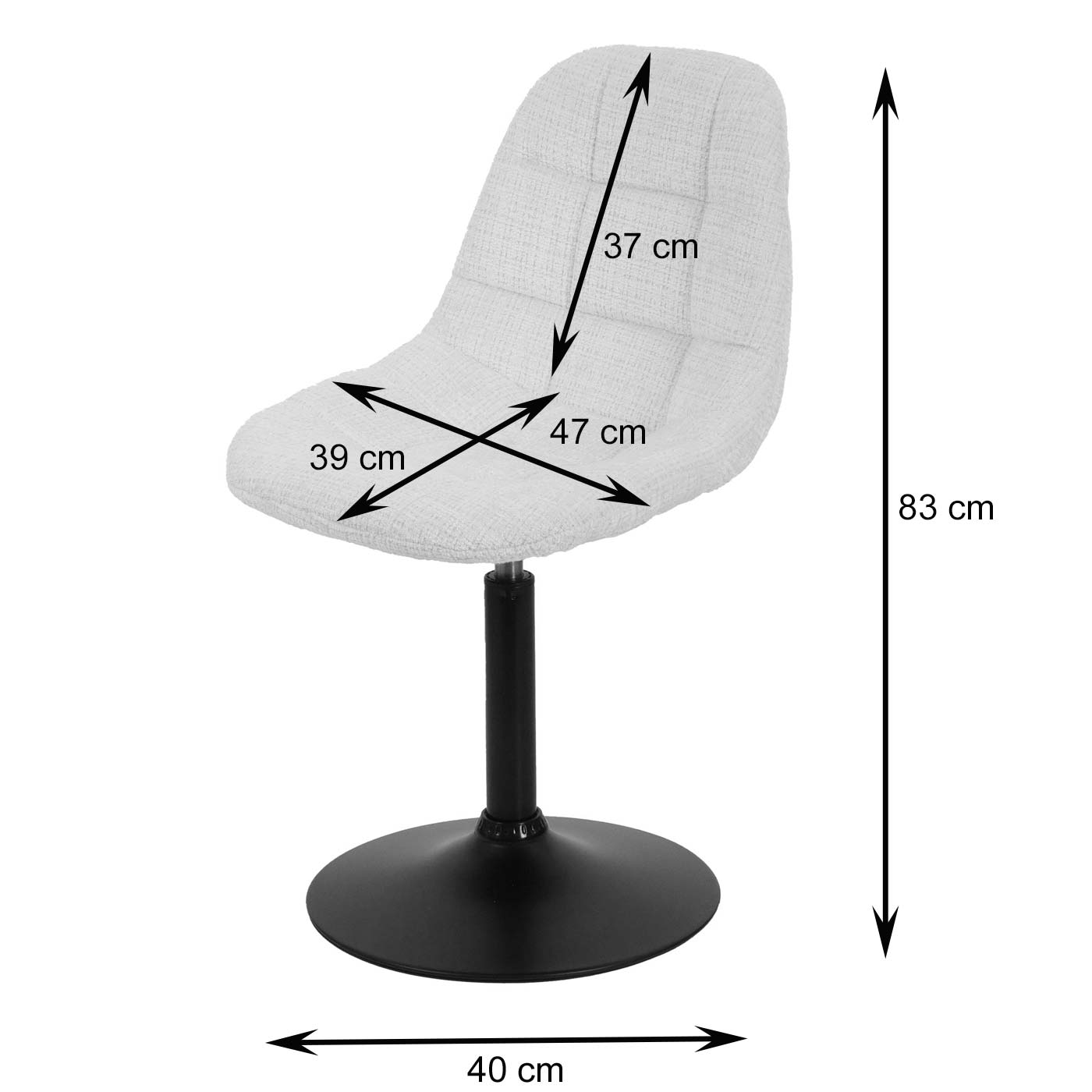 Cosmo Casa - Set van 2 Eetkamerstoelen - Keukenstoelen - Draaistoelen - Staal - Stoftextiel Bouclé - 450gm - FSC - Grijs