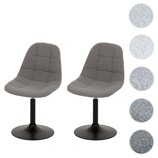 Cosmo Casa - Set van 2 Eetkamerstoelen - Keukenstoelen - Draaistoelen - Staal - Stoftextiel Bouclé - 450gm - FSC - Grijs