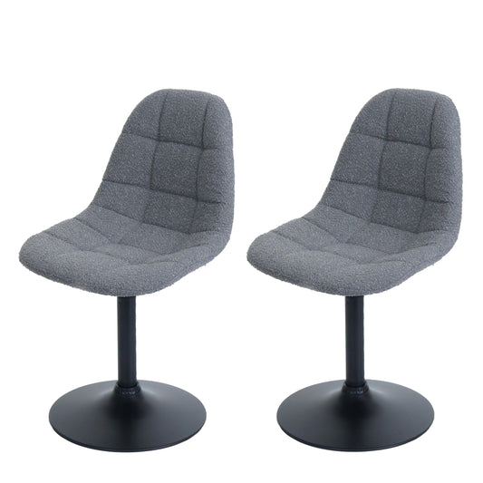 Cosmo Casa - Set van 2 Eetkamerstoelen - Keukenstoelen - Draaistoelen - Staal - Stoftextiel Bouclé - 450gm - FSC - Donkergrijs