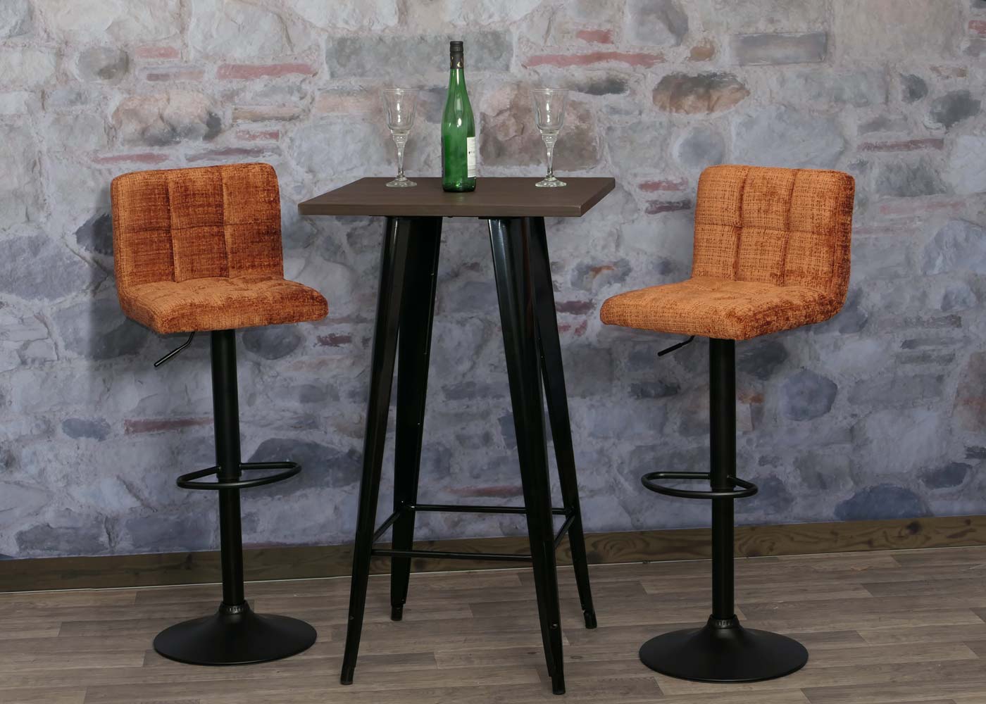 Cosmo Casa - Set van 2 Barkrukken - Barstoel - In Hoogte Verstelbaar & Draaibaar - Chenille Stof - Terracotta