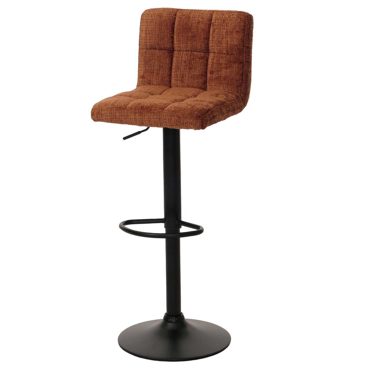 Cosmo Casa - Set van 2 Barkrukken - Barstoel - In Hoogte Verstelbaar & Draaibaar - Chenille Stof - Terracotta