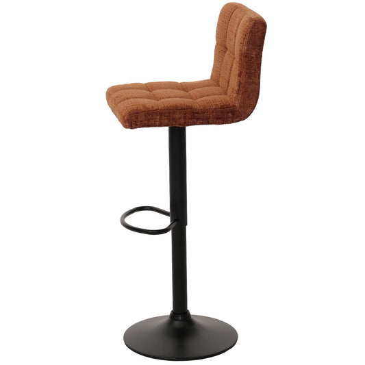 Cosmo Casa - Set van 2 Barkrukken - Barstoel - In Hoogte Verstelbaar & Draaibaar - Chenille Stof - Terracotta