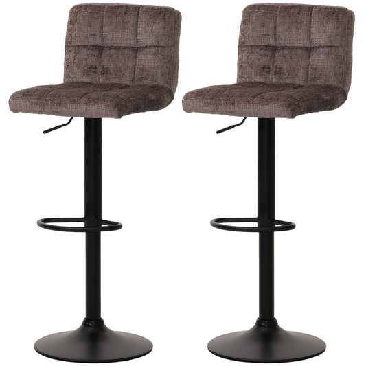 Cosmo Casa - Set van 2 Barkrukken - Barstoel - In Hoogte Verstelbaar & Draaibaar - Chenille Stof - Bruin