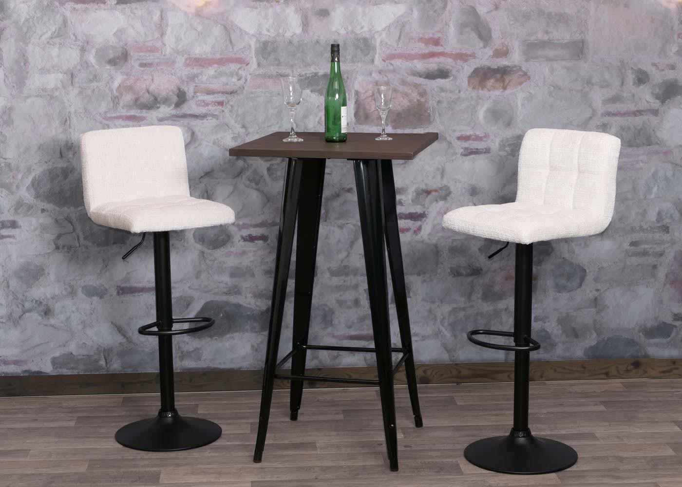 Cosmo Casa - Set van 2 Barkrukken - Barstoel - In Hoogte Verstelbaar & Draaibaar - Chenille Stof - Crèmebeige