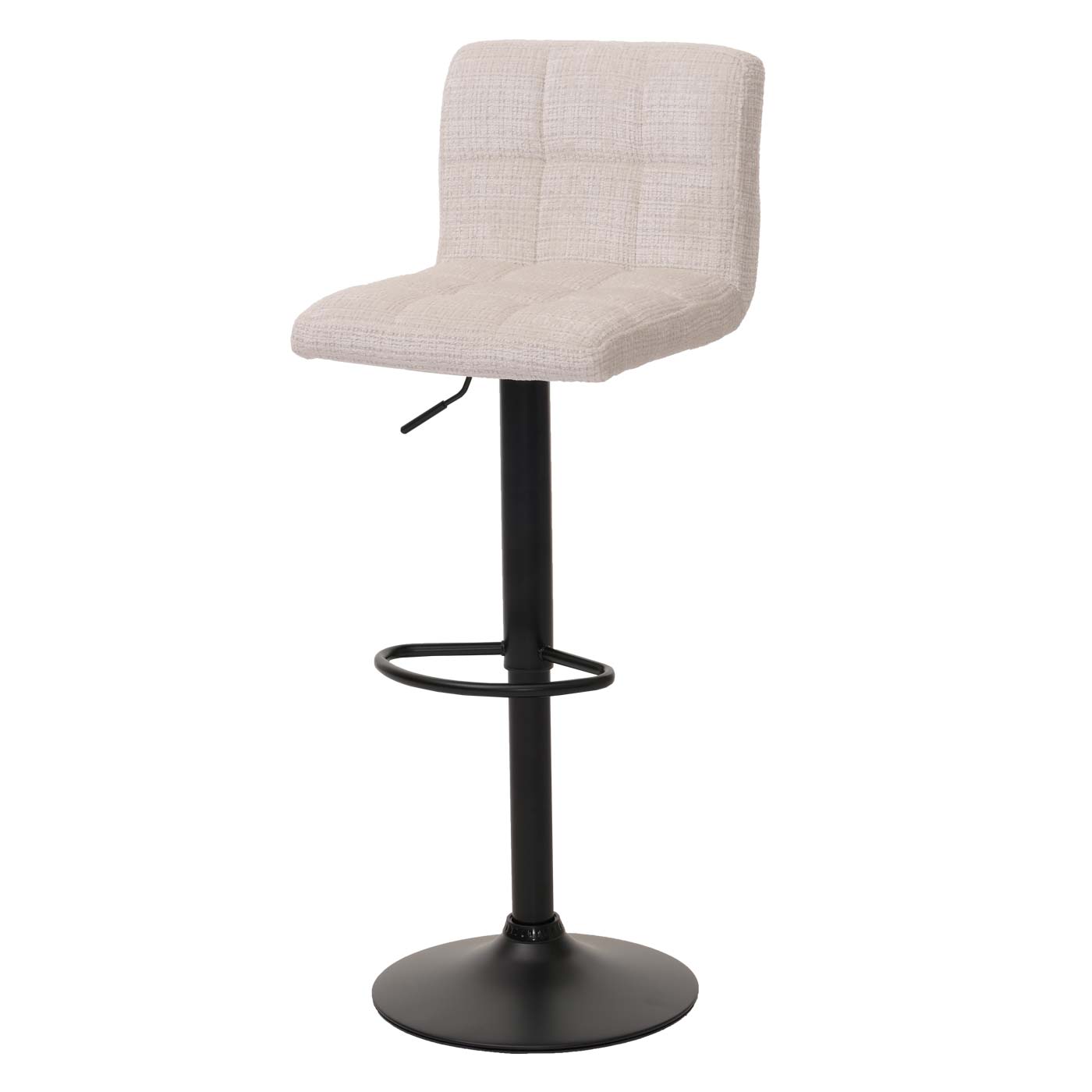 Cosmo Casa - Set van 2 Barkrukken - Barstoel - In Hoogte Verstelbaar & Draaibaar - Chenille Stof - Crèmebeige