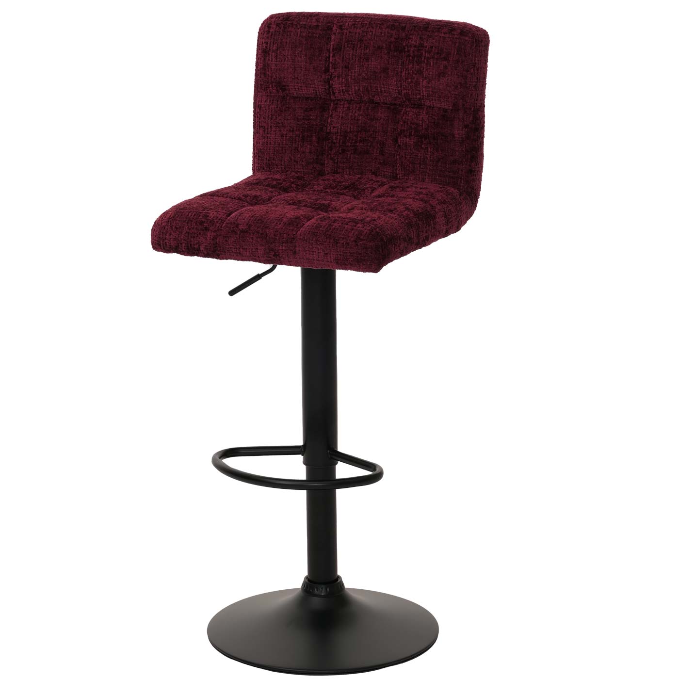 Cosmo Casa - Set van 2 Barkrukken - Barstoel - In Hoogte Verstelbaar & Draaibaar - Chenille Stof - Bordeaux