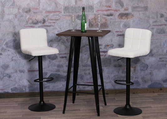 Cosmo Casa - Set van 2 Barkrukken - Barstoel - In Hoogte Verstelbaar & Draaibaar - Boucle Stof - Crèmewit