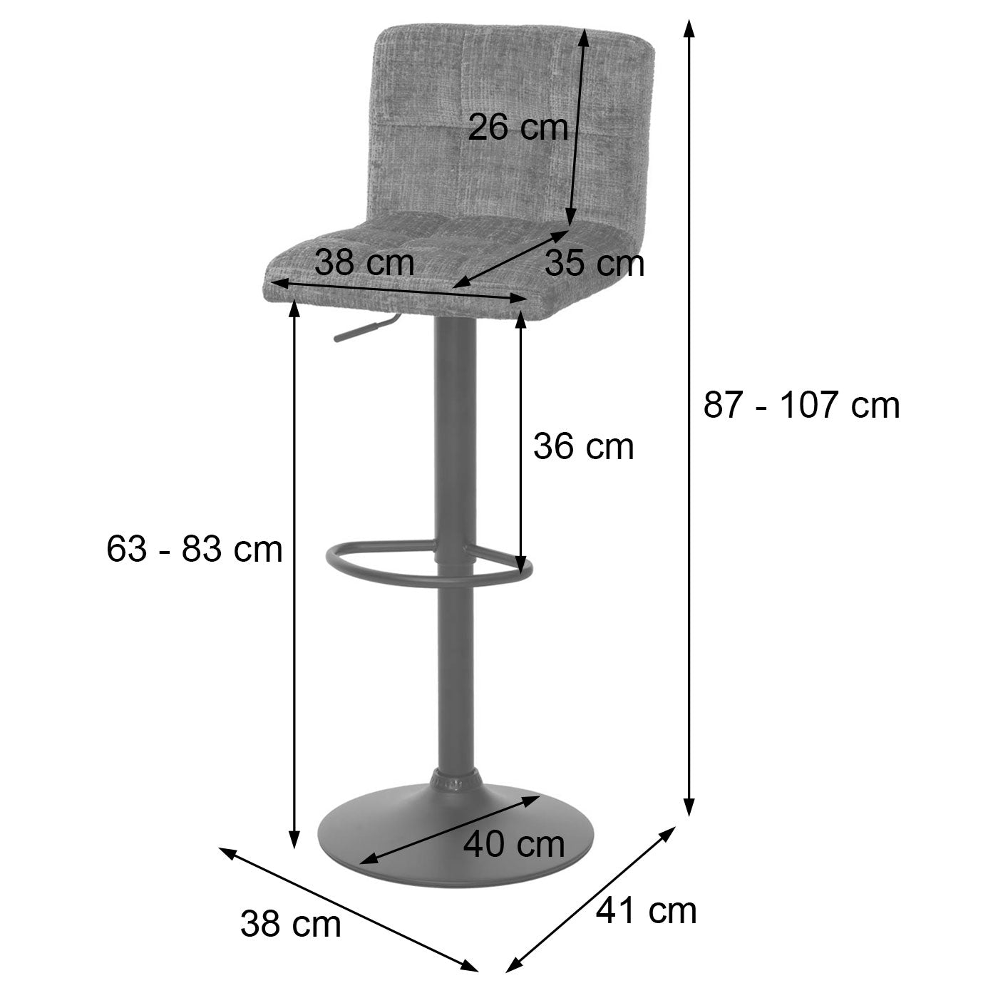Cosmo Casa - Set van 2 Barkrukken - Barstoel - In Hoogte Verstelbaar & Draaibaar - Boucle Stof - Crèmewit