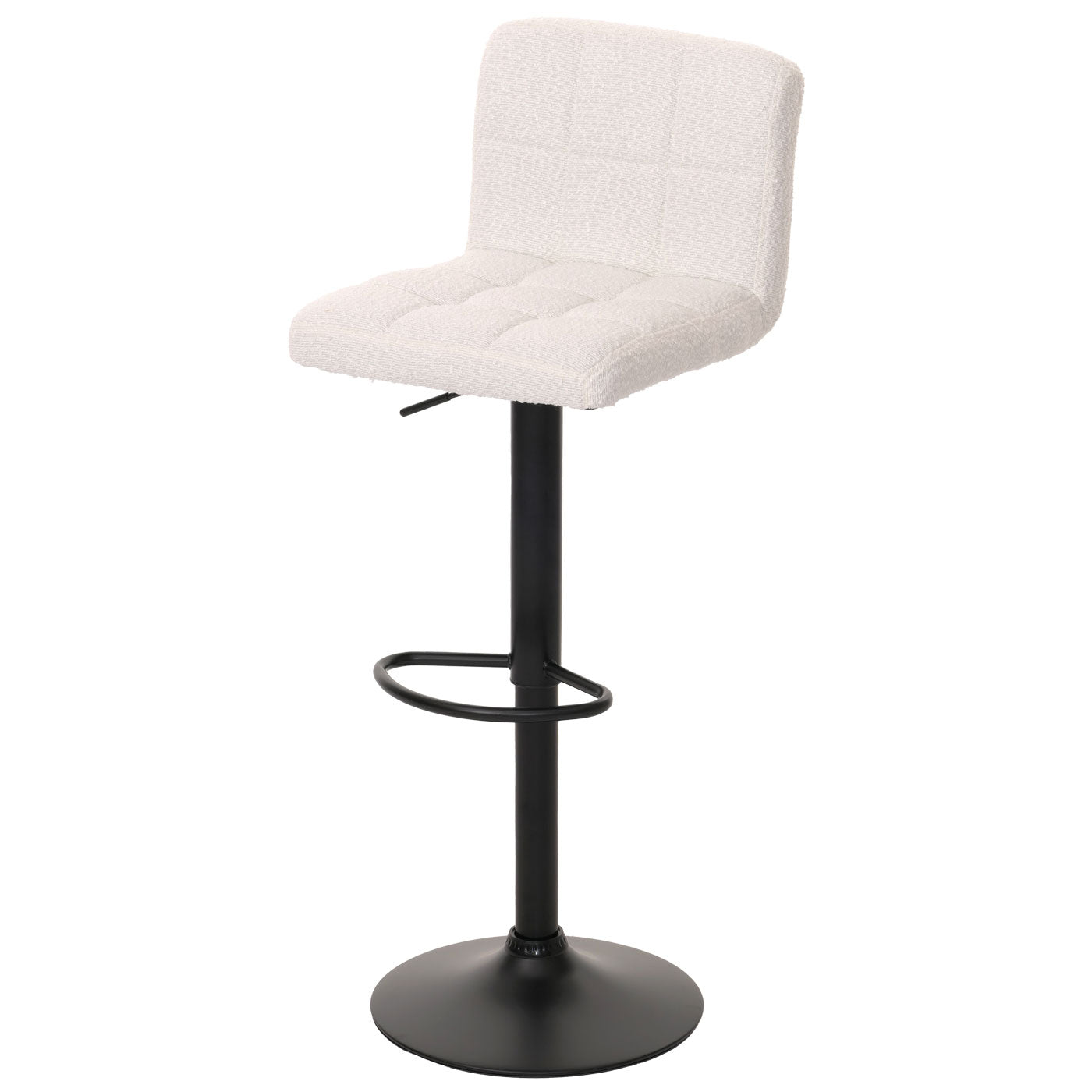 Cosmo Casa - Set van 2 Barkrukken - Barstoel - In Hoogte Verstelbaar & Draaibaar - Boucle Stof - Crèmewit