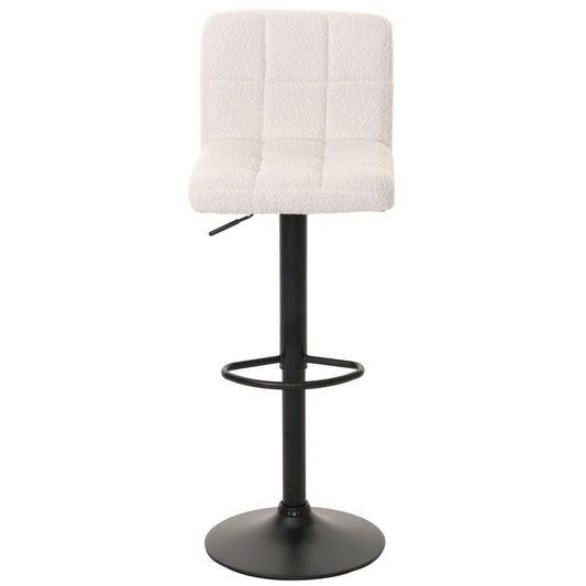 Cosmo Casa - Set van 2 Barkrukken - Barstoel - In Hoogte Verstelbaar & Draaibaar - Boucle Stof - Crèmewit