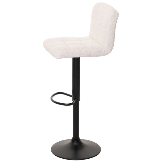 Cosmo Casa - Set van 2 Barkrukken - Barstoel - In Hoogte Verstelbaar & Draaibaar - Boucle Stof - Crèmewit