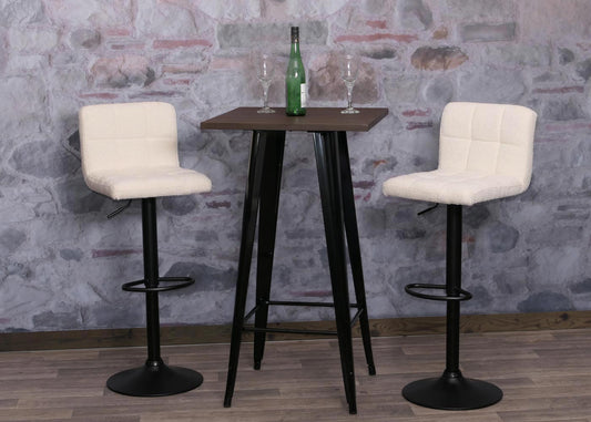Cosmo Casa - Set van 2 Barkrukken - Barstoel - In Hoogte Verstelbaar & Draaibaar - Boucle Stof - Crèmebeige