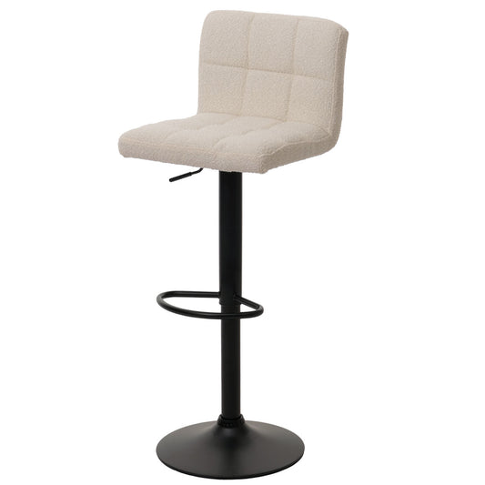 Cosmo Casa - Set van 2 Barkrukken - Barstoel - In Hoogte Verstelbaar & Draaibaar - Boucle Stof - Crèmebeige