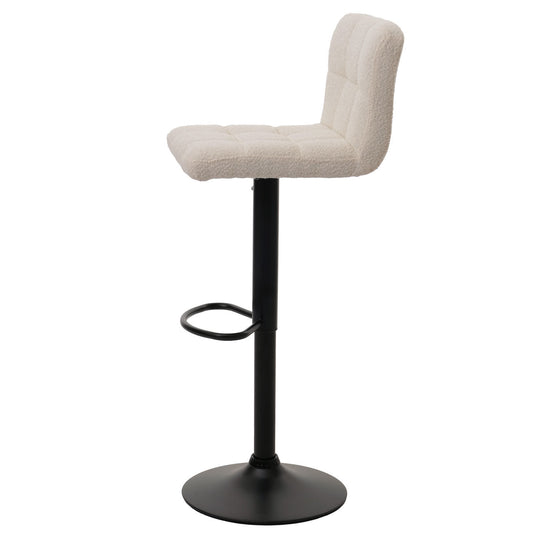 Cosmo Casa - Set van 2 Barkrukken - Barstoel - In Hoogte Verstelbaar & Draaibaar - Boucle Stof - Crèmebeige