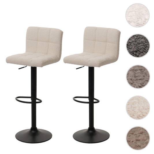 Cosmo Casa - Set van 2 Barkrukken - Barstoel - In Hoogte Verstelbaar & Draaibaar - Boucle Stof - Crèmebeige