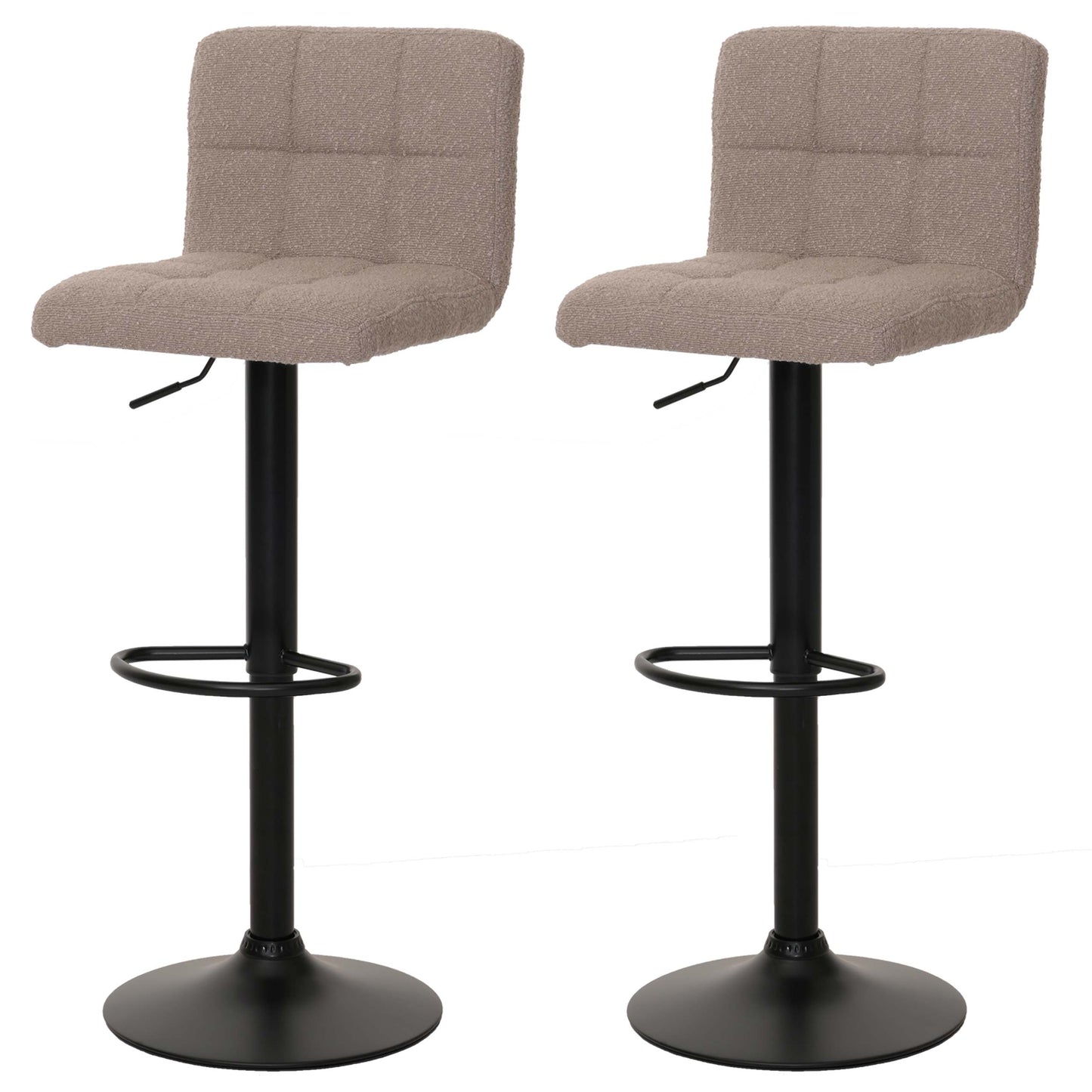 Cosmo Casa - Set van 2 Barkrukken - Barstoel - In Hoogte Verstelbaar & Draaibaar - Boucle Stof - Taupe