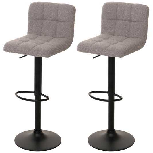 Cosmo Casa - Set van 2 Barkrukken - Barstoel - In Hoogte Verstelbaar & Draaibaar - Boucle Stof - Grijs