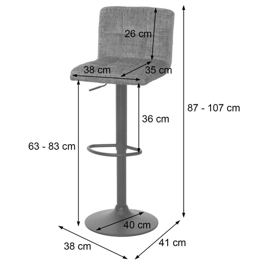 Cosmo Casa - Set van 2 Barkrukken - Barstoel - In Hoogte Verstelbaar & Draaibaar - Boucle Stof - Grijs