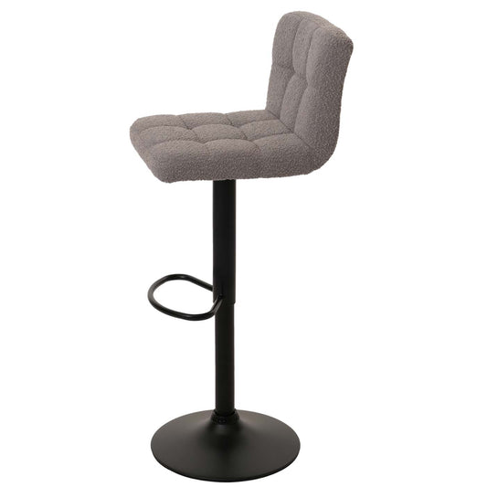 Cosmo Casa - Set van 2 Barkrukken - Barstoel - In Hoogte Verstelbaar & Draaibaar - Boucle Stof - Grijs