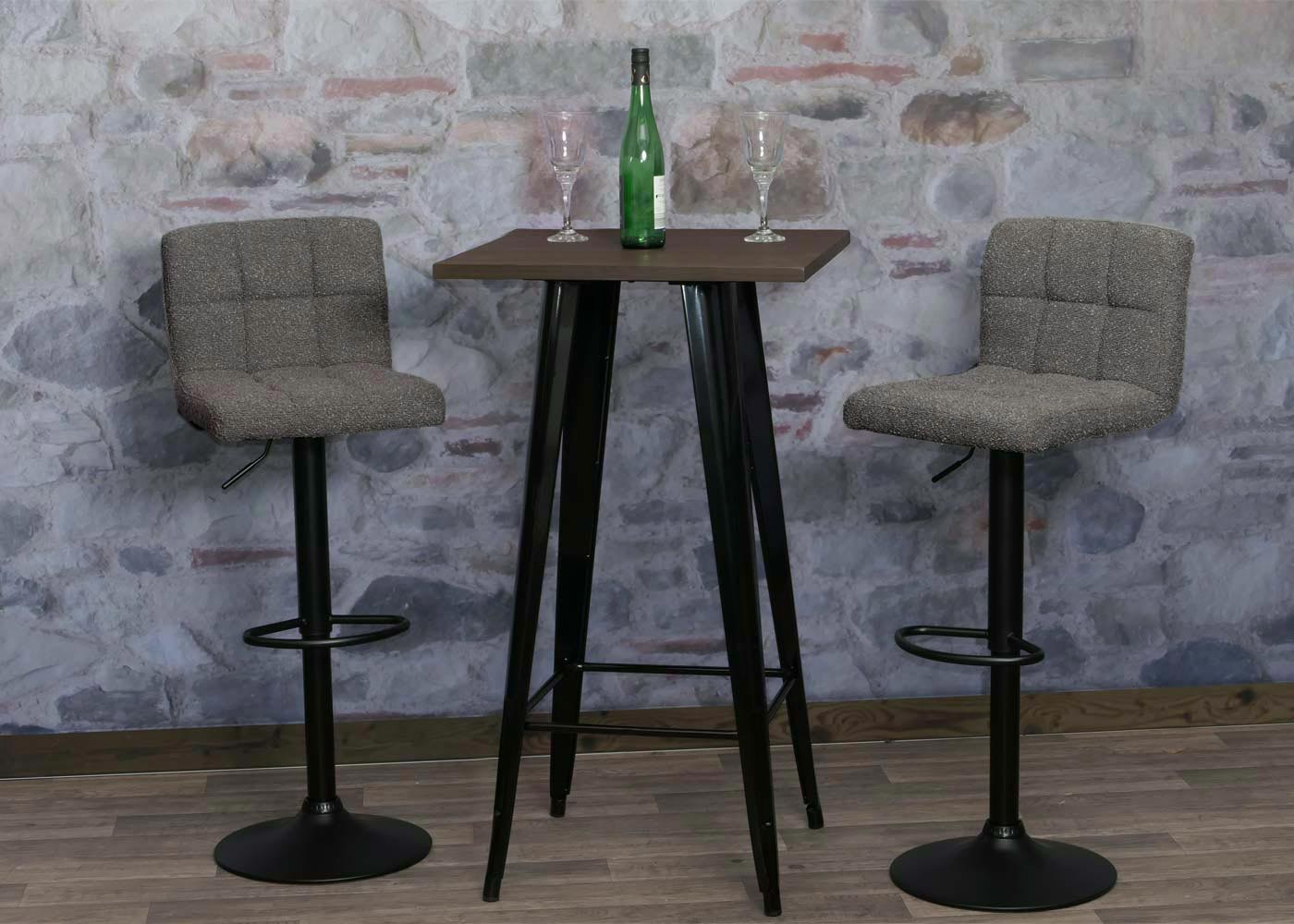 Cosmo Casa - Set van 2 Barkrukken - Barstoel - In Hoogte Verstelbaar & Draaibaar - Boucle Stof - Donkergrijs