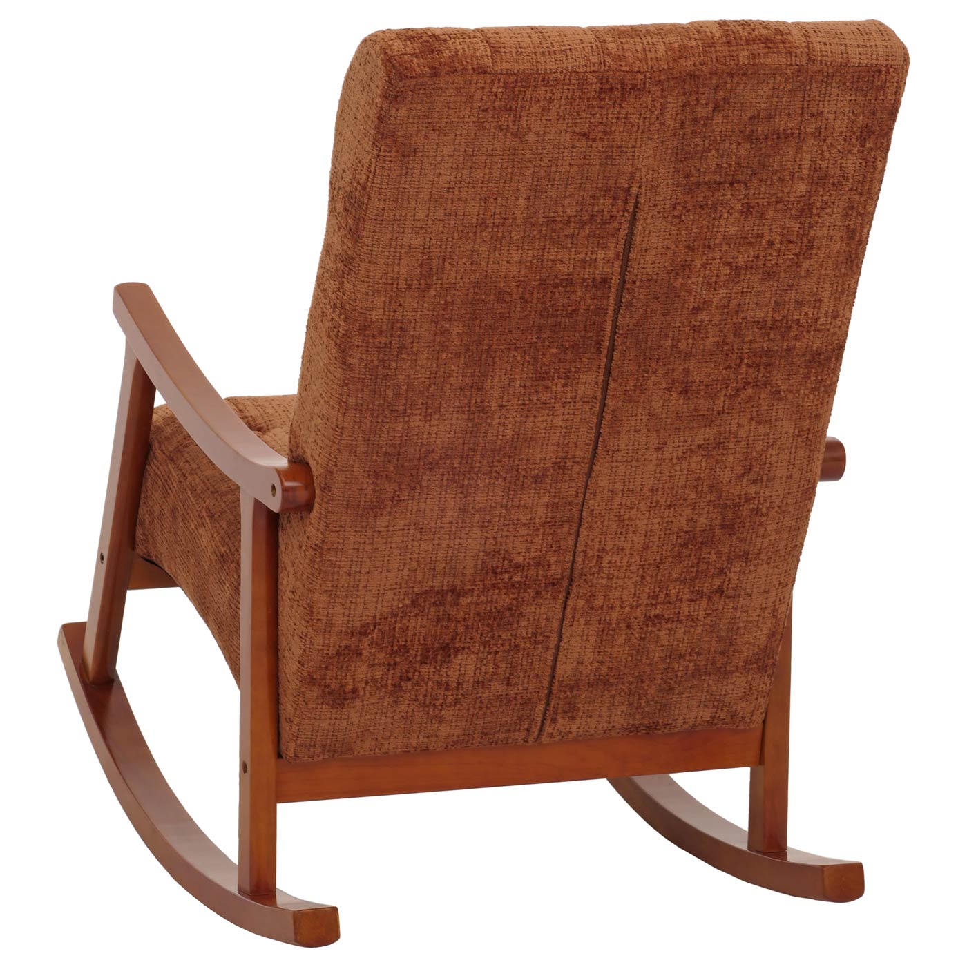 Cosmo Casa - Schommelstoel - Relaxstoel - Hout - FSC Gecertificeerd - Stoftextiel Chenille - 465gm - Terracotta - Frame Walnootlook