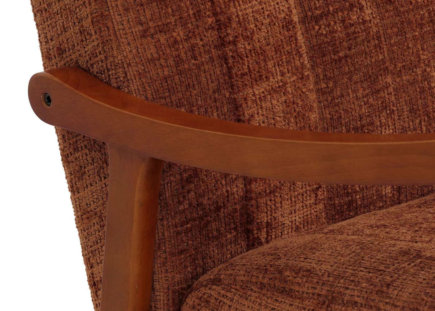 Cosmo Casa - Schommelstoel - Relaxstoel - Hout - FSC Gecertificeerd - Stoftextiel Chenille - 465gm - Terracotta - Frame Walnootlook