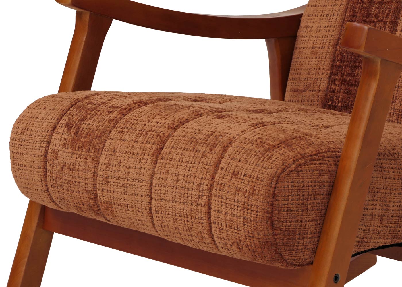 Cosmo Casa - Schommelstoel - Relaxstoel - Hout - FSC Gecertificeerd - Stoftextiel Chenille - 465gm - Terracotta - Frame Walnootlook