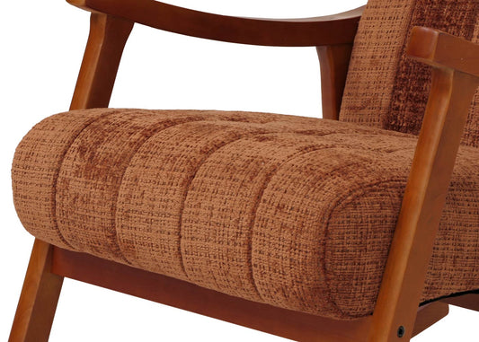 Cosmo Casa - Schommelstoel - Relaxstoel - Hout - FSC Gecertificeerd - Stoftextiel Chenille - 465gm - Terracotta - Frame Walnootlook